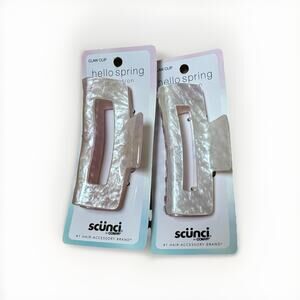 2 PACK Scunci By Conair Hello Spring Collection Pink Large Claw Hair Clips